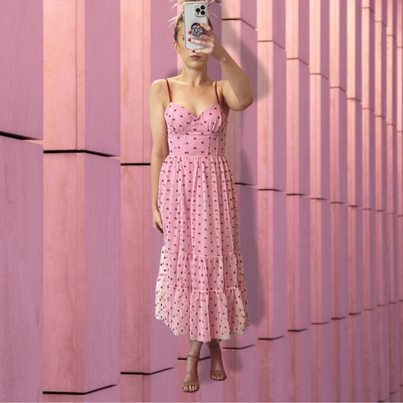 Betsey Johnson Pink Glitter Heart Dress 